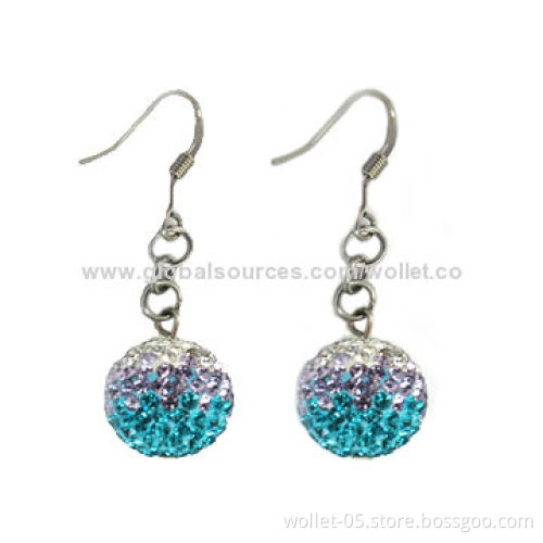 2014 China Wholesale Fashion Jewelry/Colorful Crystal Drop Earrings, ODM/OEM Designs Accepted